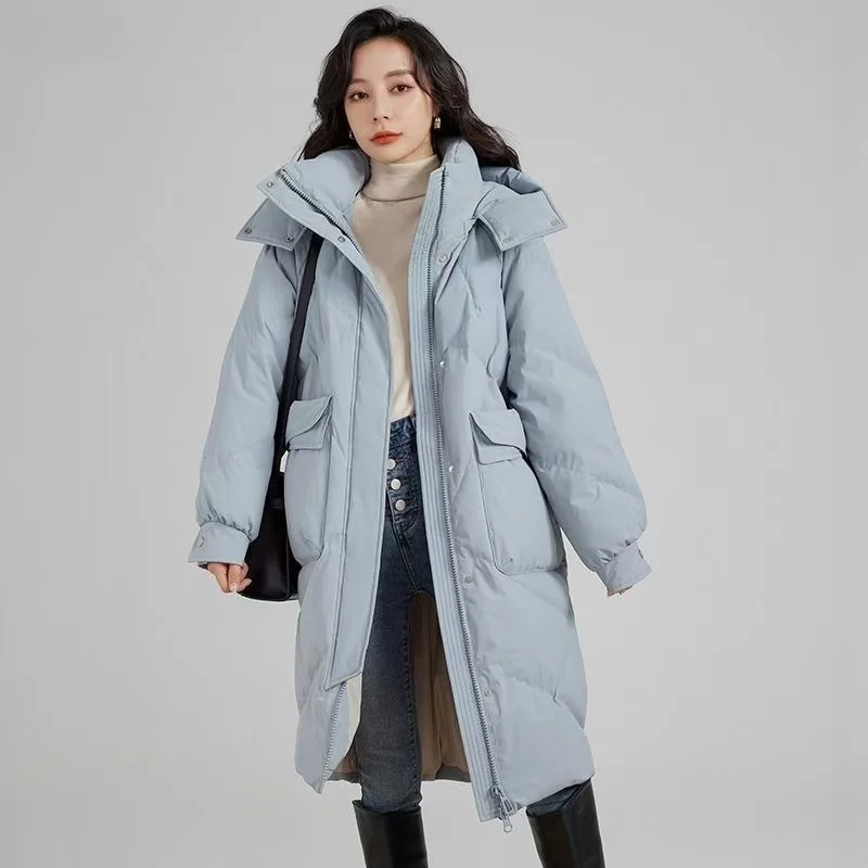 Thickened Down Jacket for Women, Casual Parkas Clothes, Hooded Stylish Coat, Female Windproof Outerwear, Keep Warm, Winter, 2023