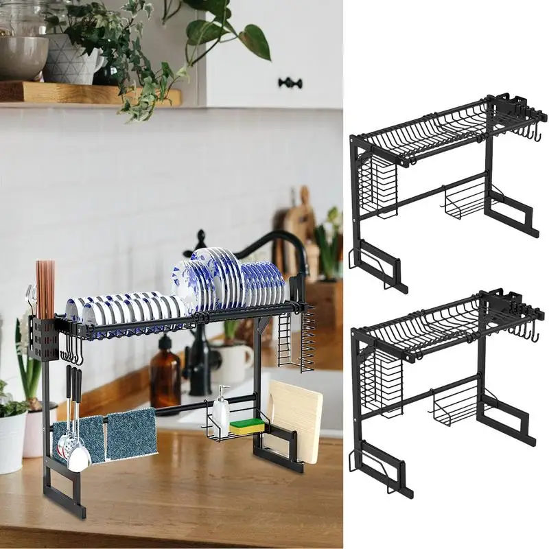 

Multifunctional Over Sink Dish Drying Rack Kitchen Cabinet Organizers Dish Drainer Rack Plate Spoon Pot Lid Holder For Plates