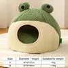 Pet Cat Bed Small Dog Bed Plush Round Cartoon Frog Mat Winter Warm Deep Sleep Comfort Soft Breathable Cat Dog House Pet Supplies 6
