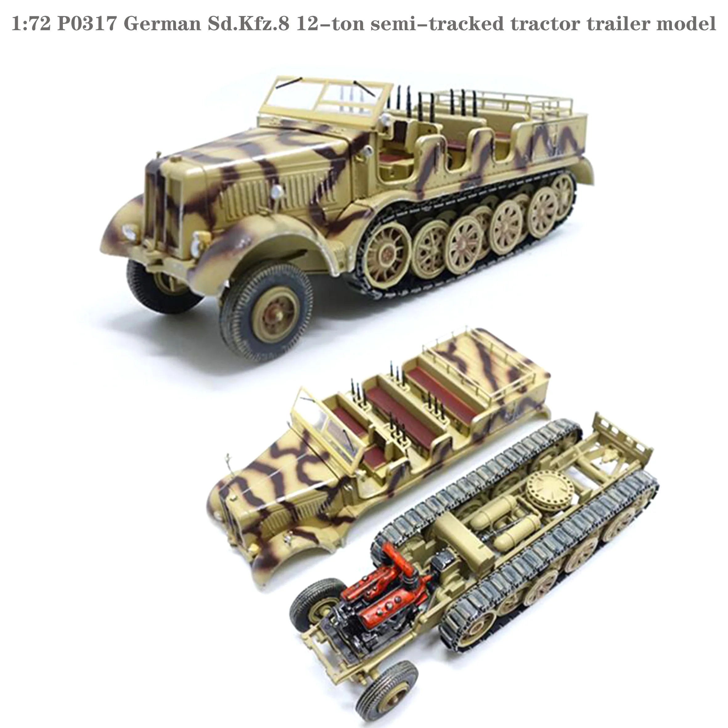 tres-bien-1-72-p0317-allemand-sdkfz8-12-tonnes-semi-chenille-tracteur-remorque-modele-produit-fini-modele-de-collection