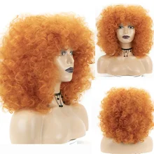 

Afro Kinky Curly Wig For Women Synthetic Short Hair Orange Wig With Bangs Loose Wave Wigs Women's Cosplay Party Daily Use Purple