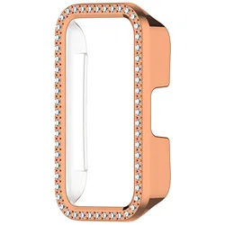 Diamond All - Around Hard PC Bumper Frame Shell Cover for Huawei Band 9 (Rose gold)