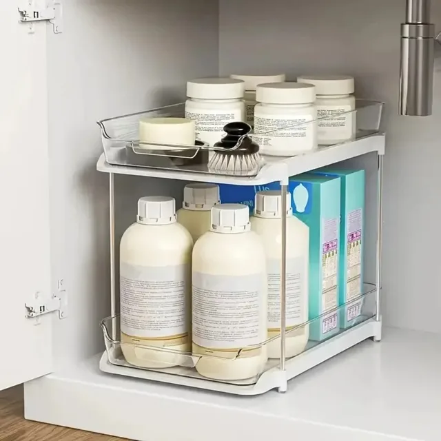 2-Tier Multi-Purpose Bathroom Cabinet Organizer, Pull Out Under Sink Storage Shelf Pantry Organization Kitchen Storage Shelf 5