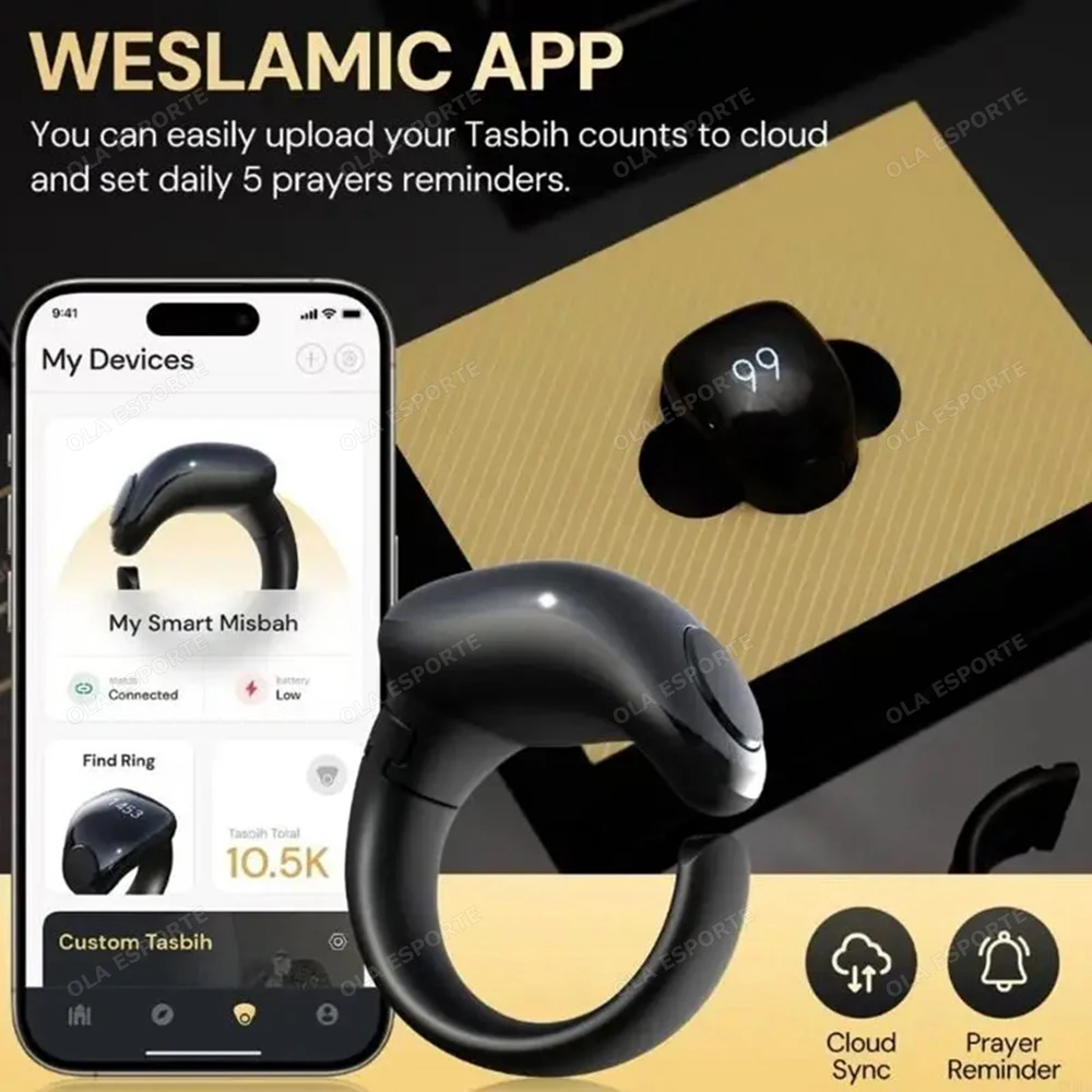 Electronic Tasbih Counter Weslamic Itasbih Zikr Ring Digital Counting Accessory for Prayers, Up to 9999 Counts Waterproof 2025