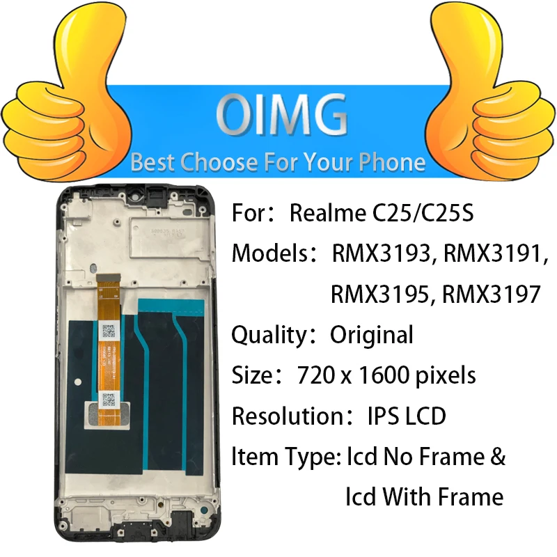 Original Lcd Display For OPPO Realme C25 C25S Touch Screen