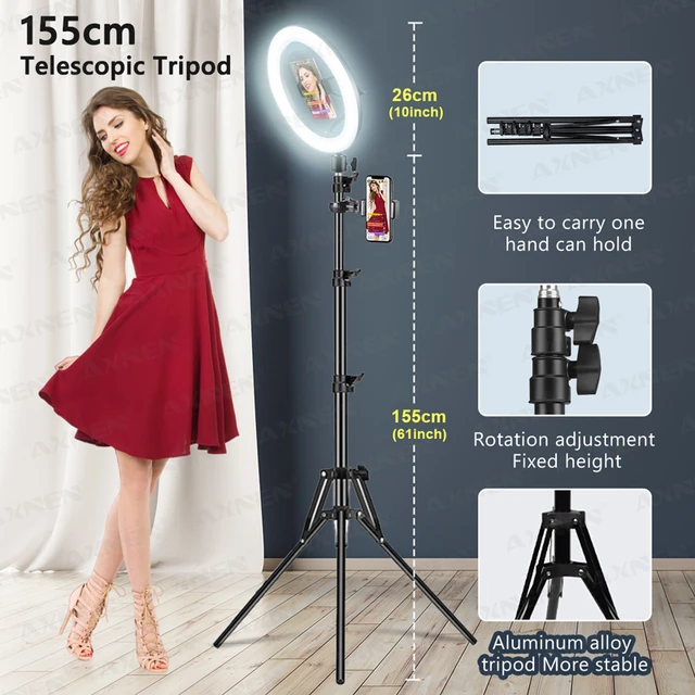 Selfie Ring Light With Telescopic Tripod Stand