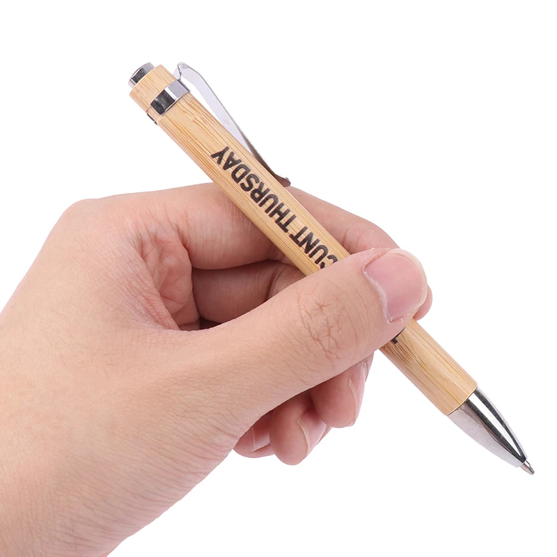 

2023 7Pcs Engraved Pens Funny 7 Day Pens For Sarcastic Souls Wood Engraving Retractable Bamboo Stationery Pen Gift For Birthday