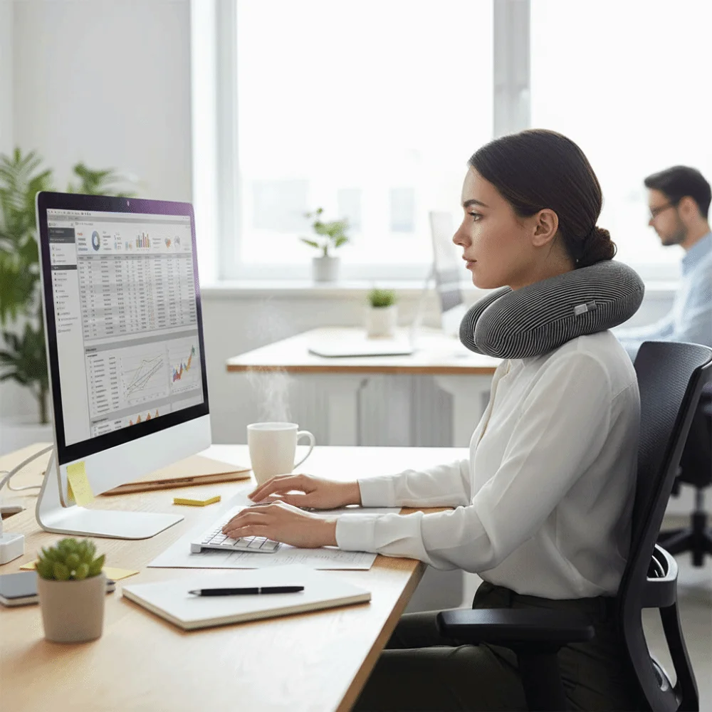 Fashion Slow Rebound U-shaped Pillow Portable Comfortable Travel Neck Cushion Stripes Design Removable Airplane Nap Pad Home Use