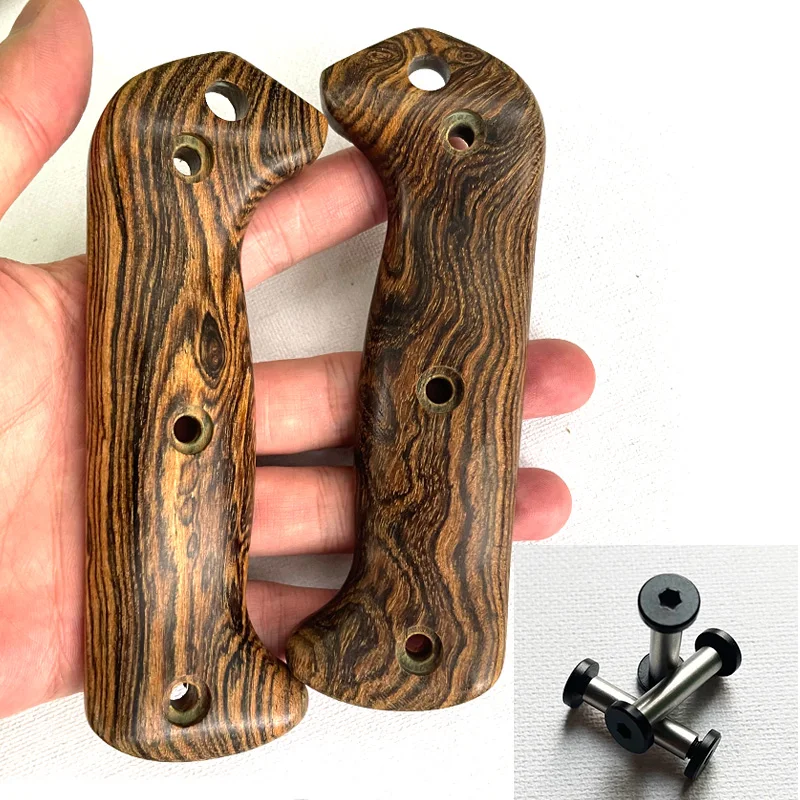 1pair Natural Solid Wood Handle Patch for KB Bk2 Knife Handle Modification Parts with Screw Knife Handle Grips DIY Accessories