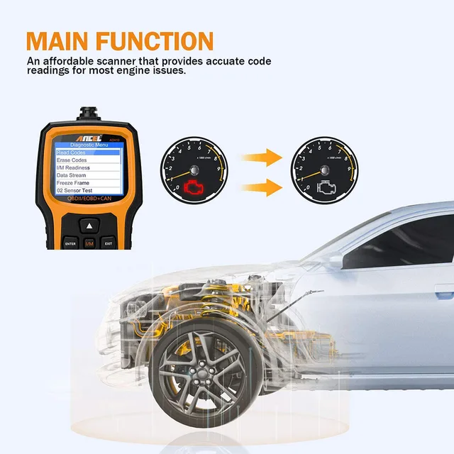 Ancel AD410 OBD2 Scanner Car Diagnostic Tool Check Engine Fault Code Reader Erase Error Multi Languages Automotive Scanner Tools 2
