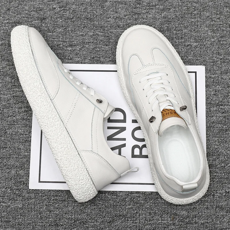 

Cowhide Little White Shoes for Men Spring and Autumn 2023 New Casual Shoes Board Shoes Single Shoes Versatile Fashion Shoes