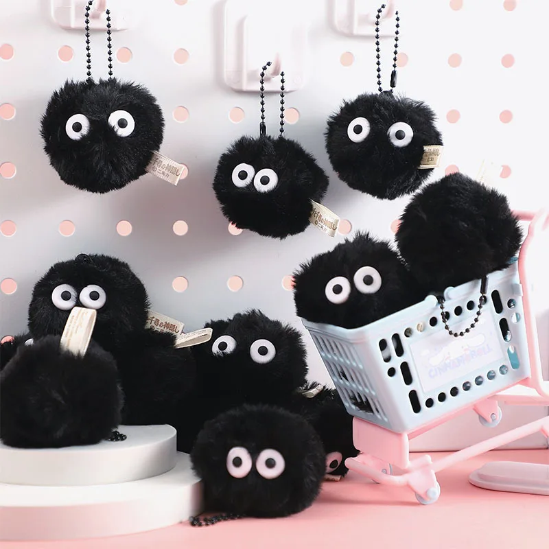 5cm 10pcs Briquette Doll Pendant Keychain Bag Accessories Cute Plush Black Coal Ball Cartoon Toy Pendant Gift keychain accessories