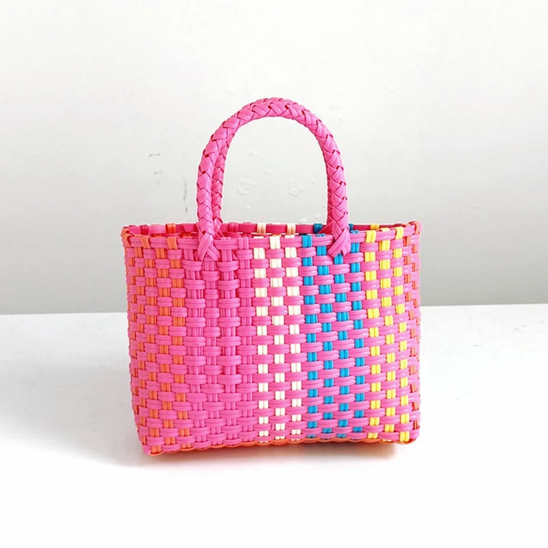 Colourful woven shoulder handbag with strap, ideal for casual daily use or outings – includes free shipping in Singapore.