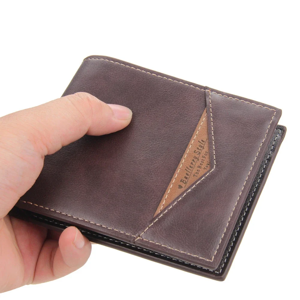 

Мужской кошелек в деловом стиле, тонкий компактный кошелек для монет, индивидуальный Подарочный Кошелек двойного сложения, Прямая поставка