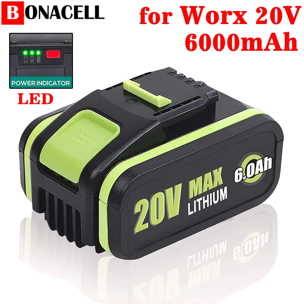 Bateria de Substituição Wa3553 Wa3551 para Ferramentas Elétricas de Bateria Worx 20v Wa3551 Wa3572 Wa3553 Wx390 Wa3551 Wx176 Wx178 Wu268 Wx16 6.4