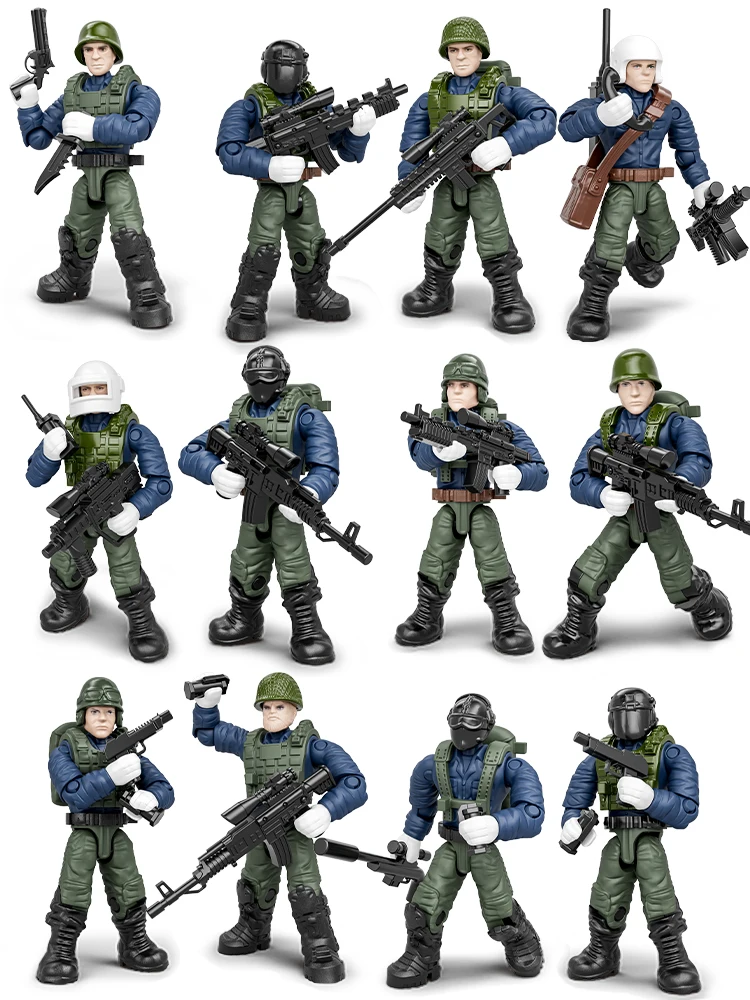 Xiang Jun Air Force Paratrooper Assembly Joint Mobile Figure Model Boy Military Building Blos Soldier Toy ABS Plastic