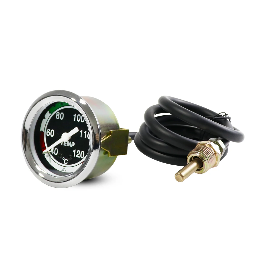 MrGauge 방수 자동차 게이지 52MM 40-120 ℃   블랙 라인 1.6m 센서 라인 12V 24V 범용 자동차 엔진 수온계