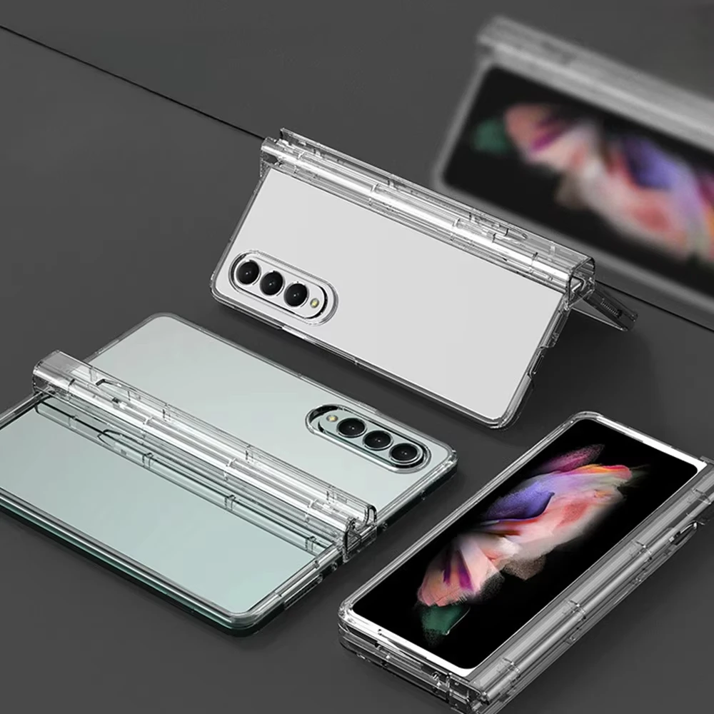 Für Samsung Galaxy Z Fold 6 5 4 3 Transparente Hülle, stoßfeste Rückseite mit S-Stifthalterschale für Samsung Z Fold5 Fold6 Coque – Detail 1