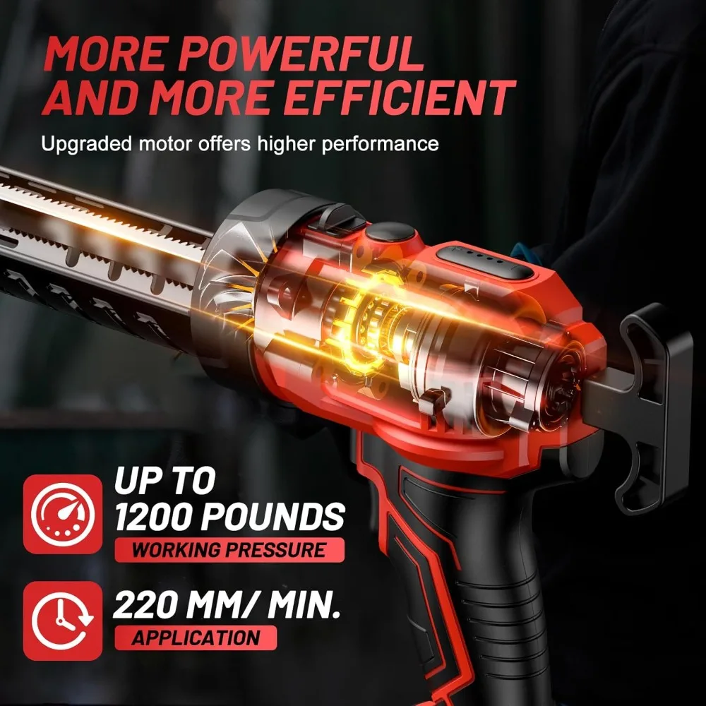 Cordless Caulking Gun, [ Upgraded] 21V Dripless Caulk Gun with LED Light, 10oz/300ml Silicone Gun for Filling Sealing