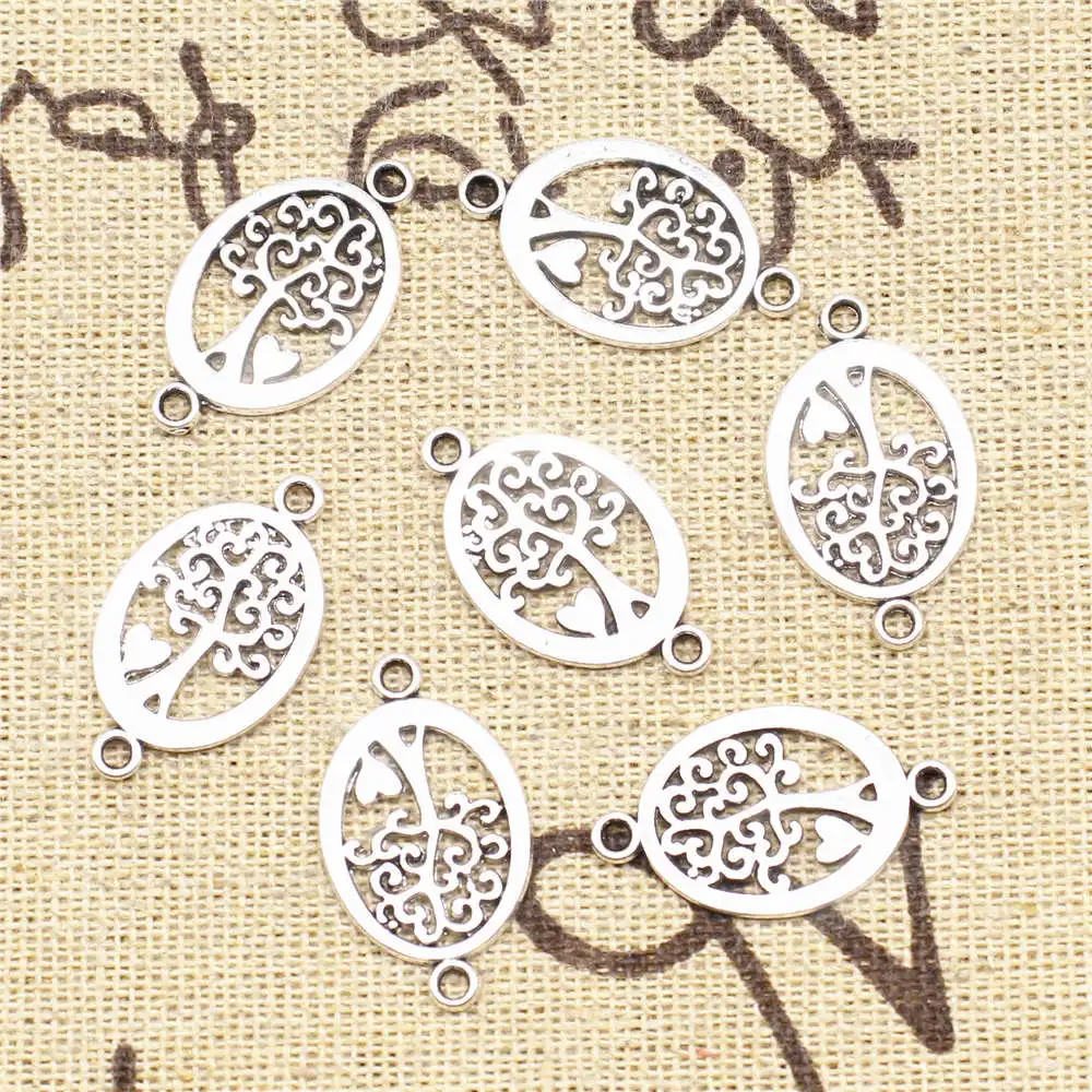 

Женские аксессуары для автомобиля Jewelri, соединительный элемент, дерево жизни, античное серебристое покрытие, ожерелье с подвесками 14x23 мм, 10 шт.