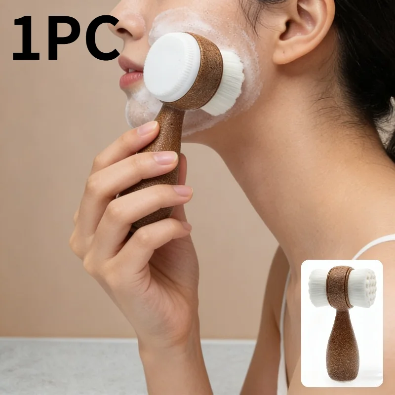 Coconut Fiber Double-Sided Exfoliating Facial Cleansing Brush with Soft Bristles