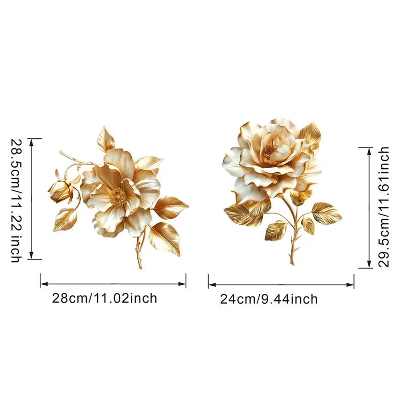 Toilet Sticker 1 Sheet Golden Flower Bathroom Toilet Cover Decorative Waterproof Self Adhesive