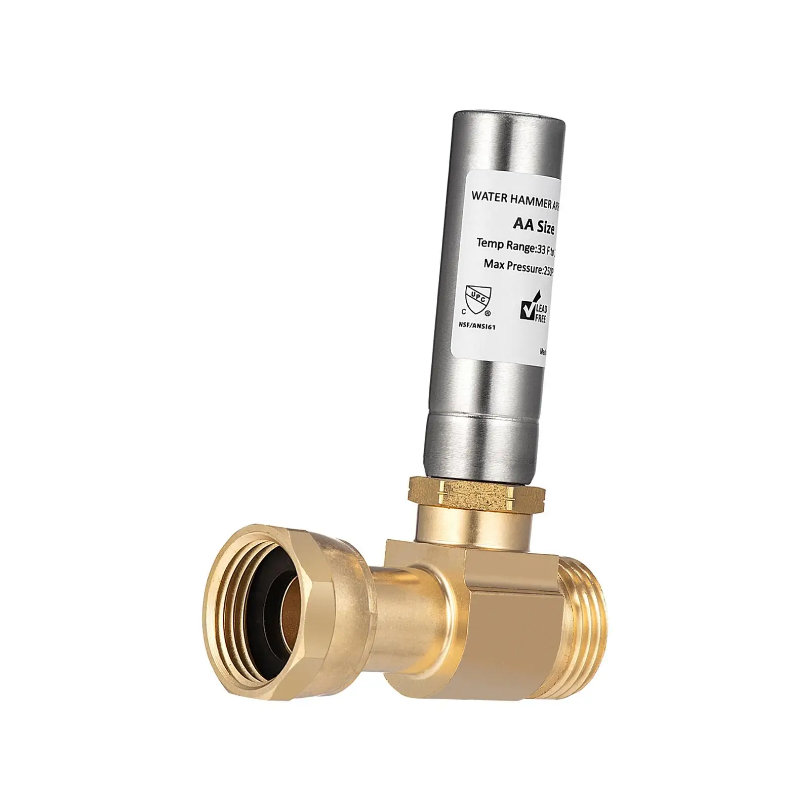 Water Hammer Arrestor High Temperature Brass Easy to Install Pressure Reducer for Washer Laundry Pipe Laundry Room Hotel Kitchen