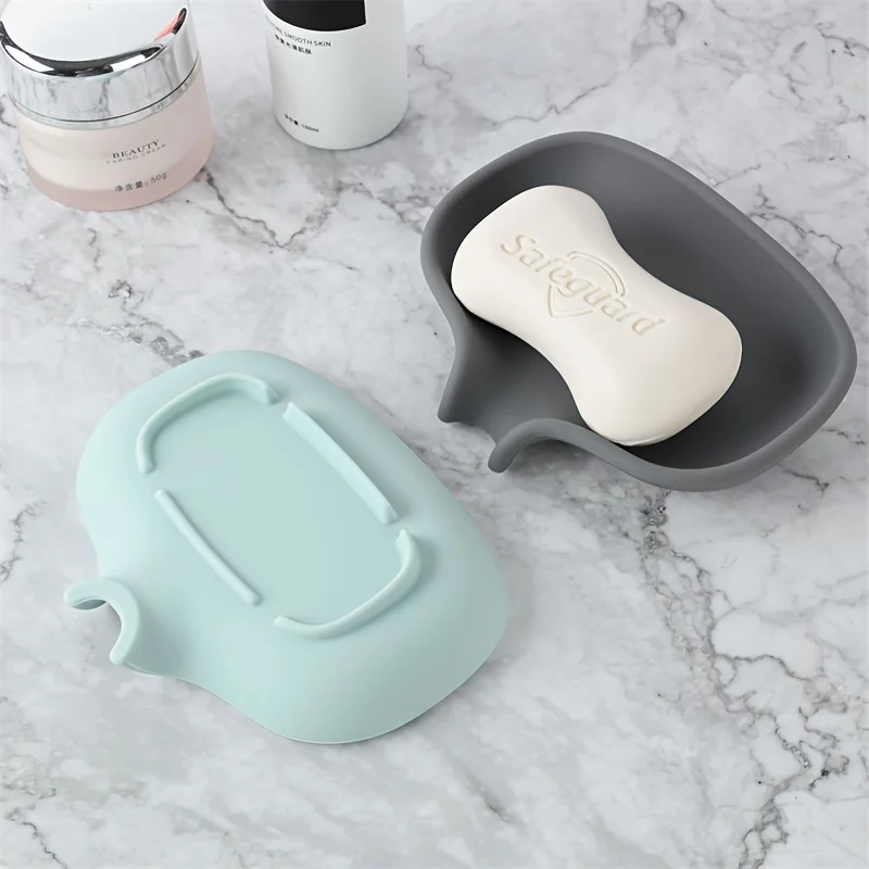 1pcs Silicone soap box soap holder, shower, bathroom, kitchen, bathtub self draining soap tray, bathroom accessories 3
