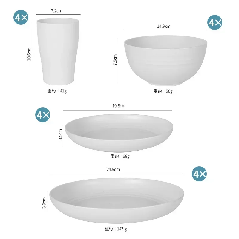 16-Piece Tableware Set Ceramic Vintage Stoneware Set Dinner&Dessert With Plate Bowl