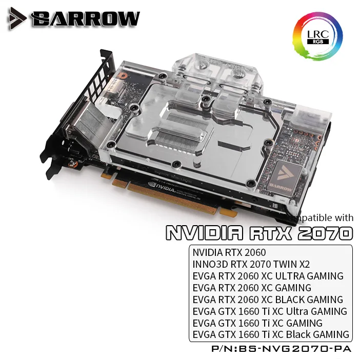 BARROW Water Block use for NVIDIA RTX2070 Founders Edition/Reference 2060/GTX1660Ti Full Cover GPU Block D-RGB 3PIN