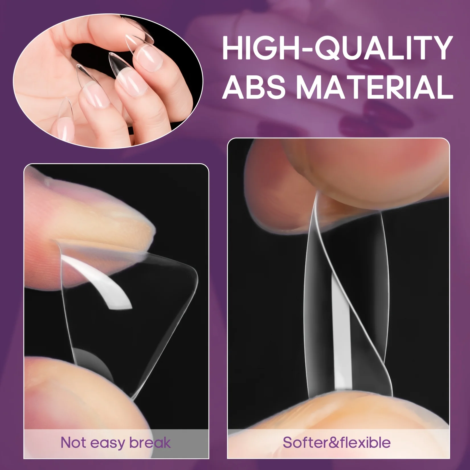 Almond False Nail Tips 240 Pcs 12 Sizes for Home DIY Manicure