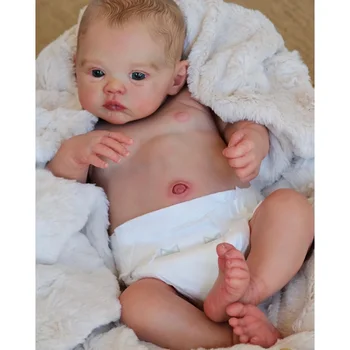 Muñeca Reborn Meadow de 19 pulgadas – Cuerpo Completo en Silicona Vinílica, Hecha a Mano con Piel 3D Realista y Venas Visibles