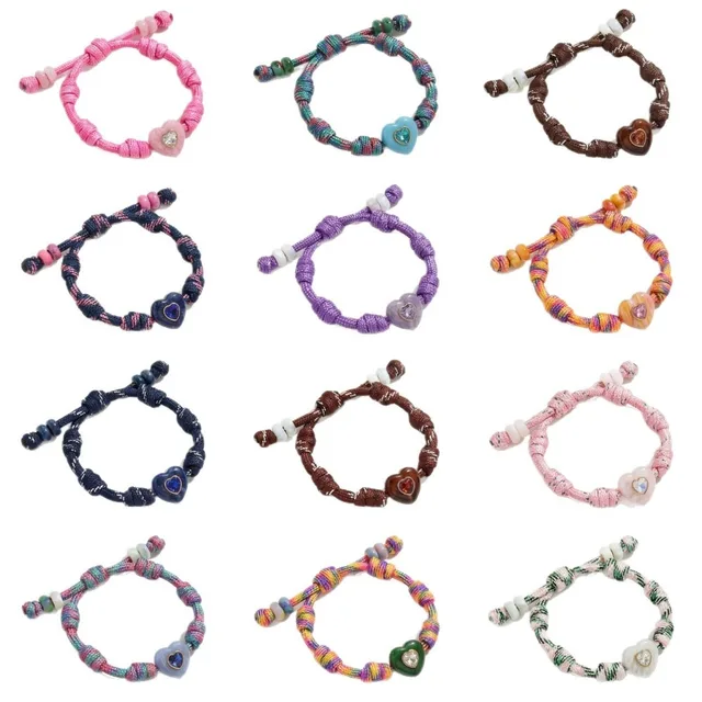 96140-8bb5c2.jpg Bracelet personnalisé en forme de cœur, en corde réglable, fait à la main, couleur contrastée, bijoux à la mode, cadeau pour femmes