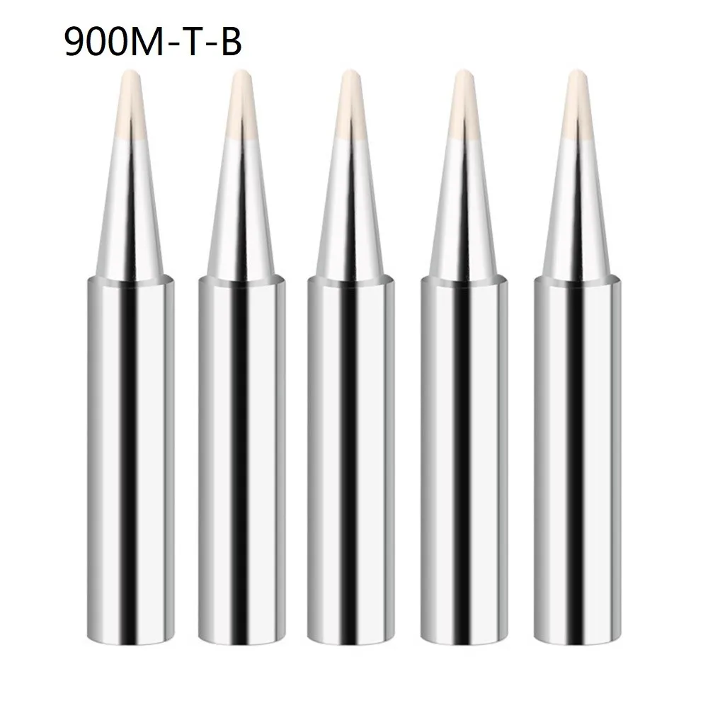 

5pcs 900M-T Pure Copper Soldering Iron Tips Lead-Free Welding Silver 200~480℃ Lower Temperature Soldering Tools
