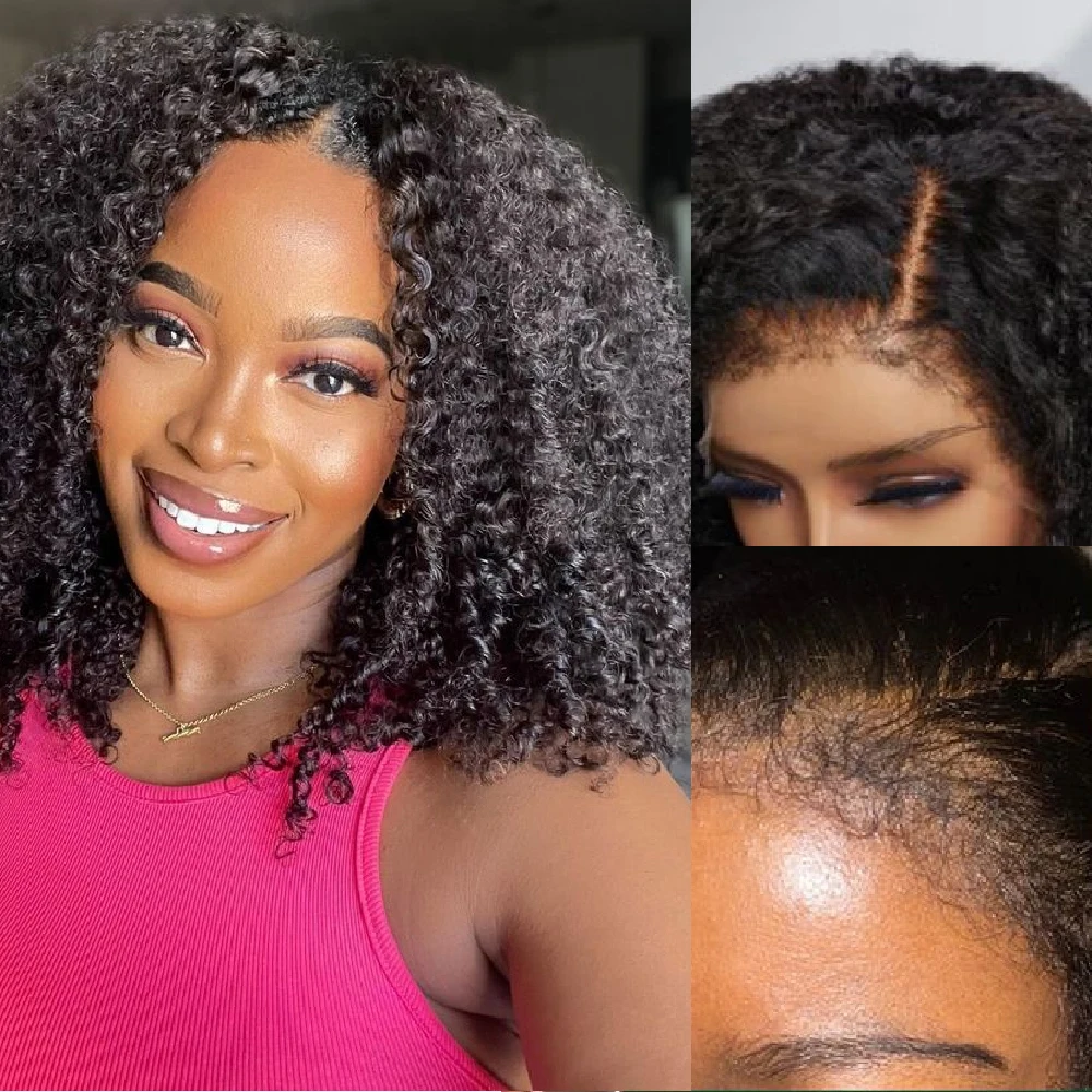 

Afro Curly 13x4 HD Transparent Lace Front Wigs Kinky curly 13x6 Lace frontal human hair Wigs For Black Women Pre Plucked