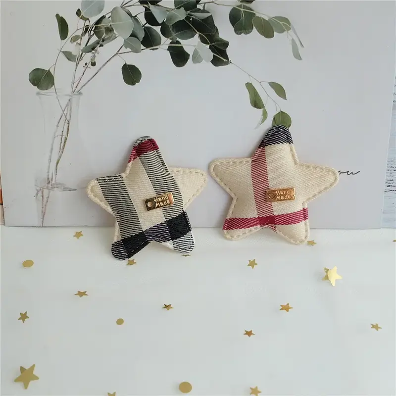 10PCS Classic Plaid Cartoon Animal Applique Star Cloth Padded Patches For Craft/Clothes/Children Hairpin/Wedding DIY Decoration - Image 7