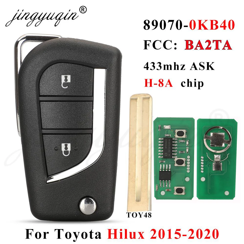 jingyuqin 89070-0KB40 BA2TA 2BTN Remote Flip Key 433MHz H-8A Chip FOB For Toyota Hilux Yaris INNOV