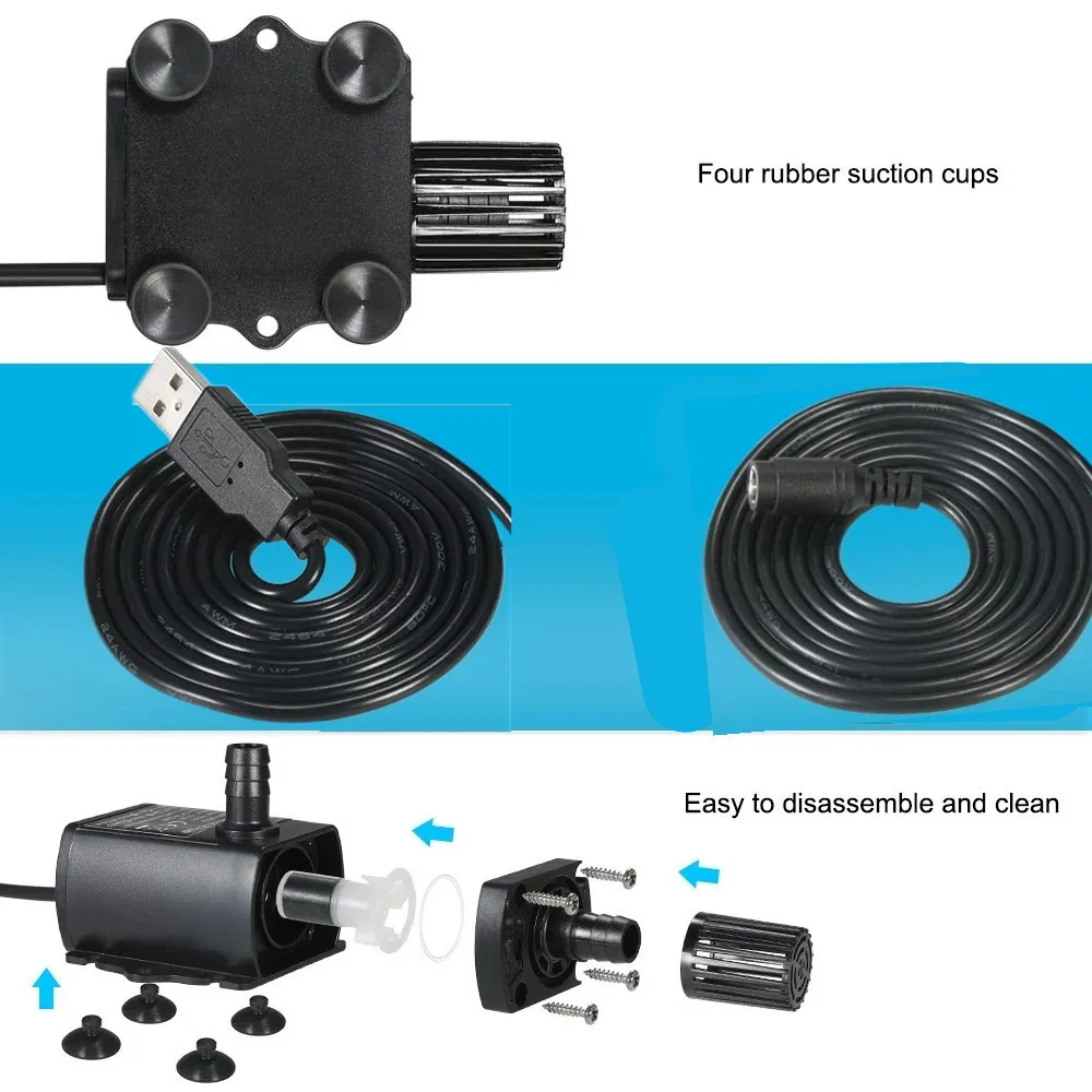 DC12V USB 5V Mini 4 Modes Adjustable Brushless Water Pump adjustable water pump