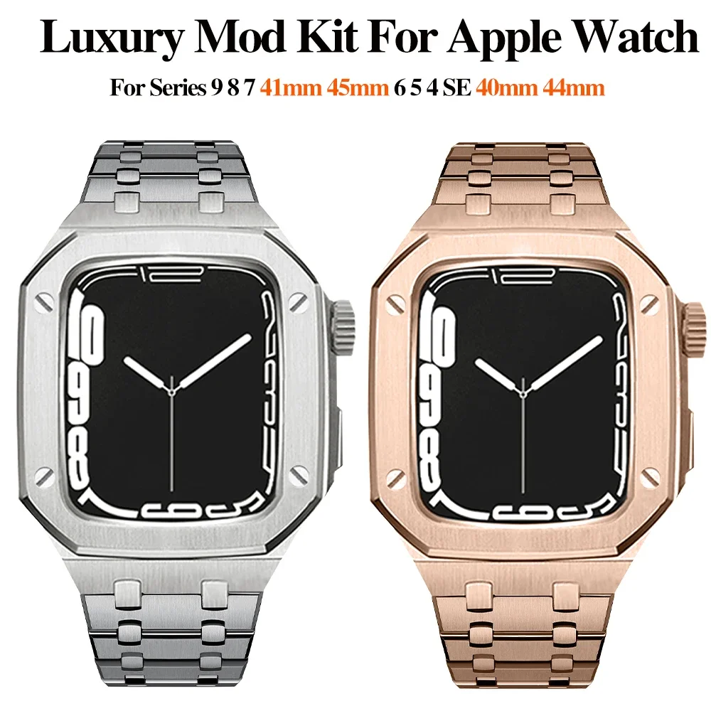 Luxury Stainless Steel Mod Kit with Metal Case and Band Set