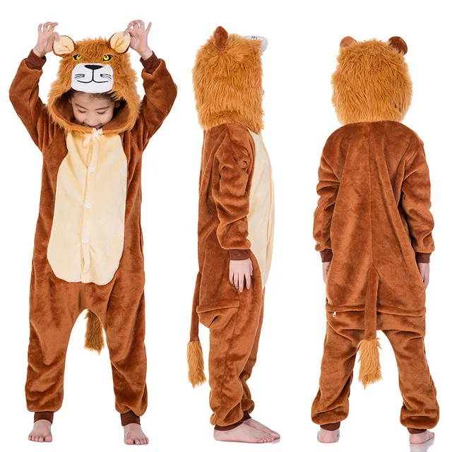 Unicorn Kigurumi Pajamas For Girls Kids Winter Flannel Onesie Pijama Children Dinosaur Sleepwear Boys Cartoon Halloween Jumpsuit