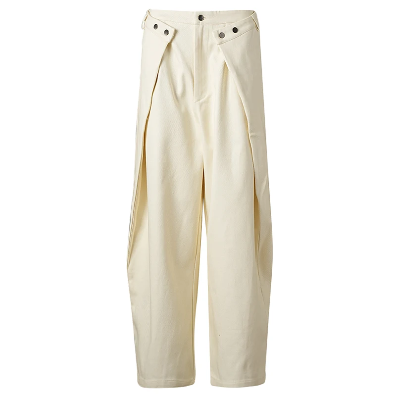 EAM High Waist Black Button Irregular Spliced Long Wide Leg Pants New Trousers Women Fashion Tide Spring Autumn 2026 CPG2744