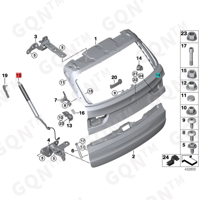 

b mw X5F 15X 530 dXX 5F1 5X5 50i X40 X5F15X 535 i Screw drive Rear luggage compartment lid Screw drive
