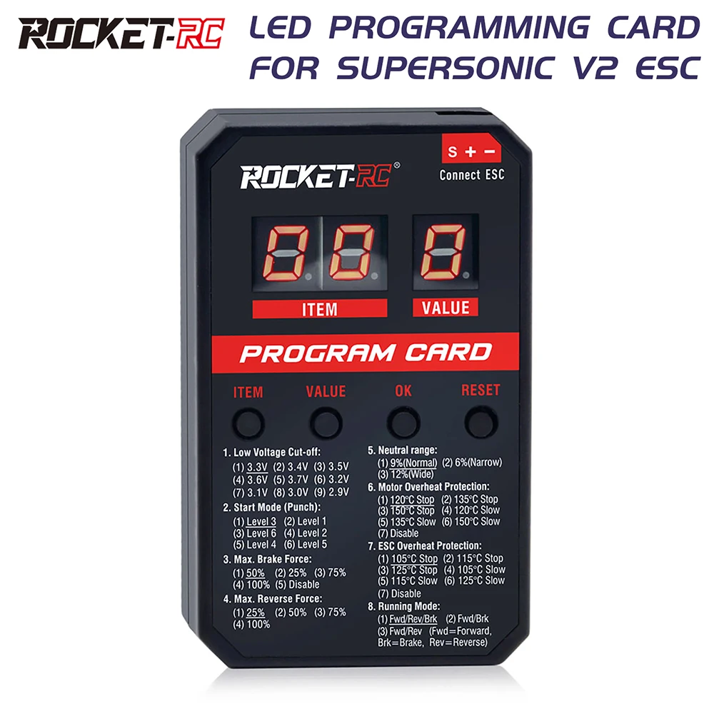 

RC Car Supersonic LED Program Card For 45A/60A/80A/120A/150A ESC Brushless Electronic Speed Controller For RC Car