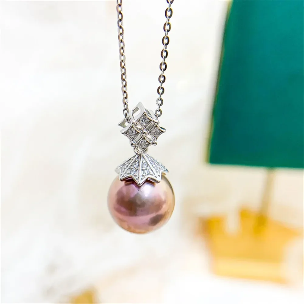 DIY 진주 액세서리 S 펜던트, 빈 거치대 컨실러 실버 목걸이 펜던트, 10-12mm 라운드 D382