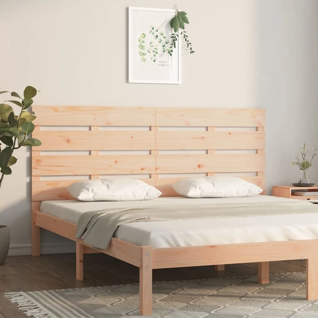Cabecero y 2 mesitas acabado madera maciza natural cama 150 cm