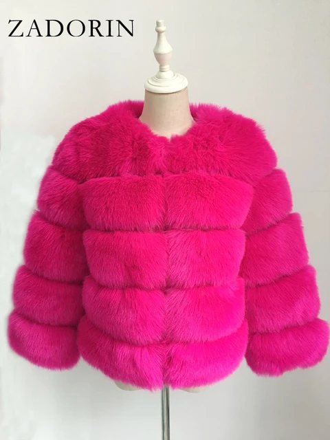 ZADORIN S-4XL Mink Coats Women Autumn Winter Top Fashion Pink FAUX Fur Coat Elegant Thick Warm Faux Fur Jackets For Women 2022 6