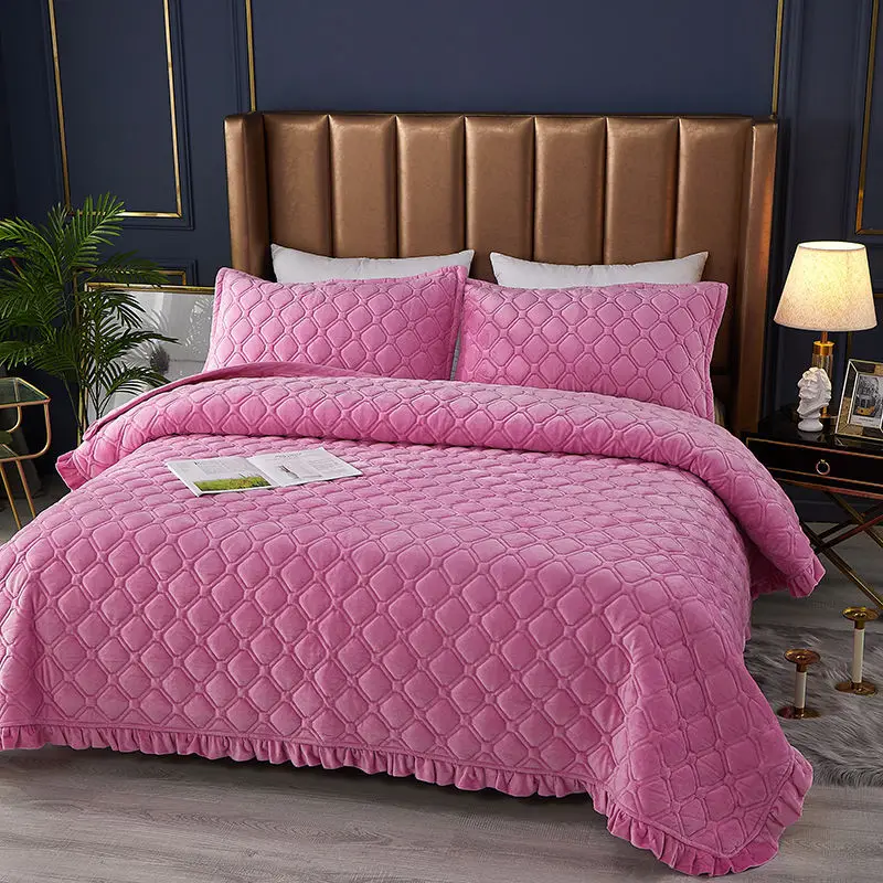 SummerCrystalVelvetBedCoverSingleTatamiEuropeanStyleQuilted