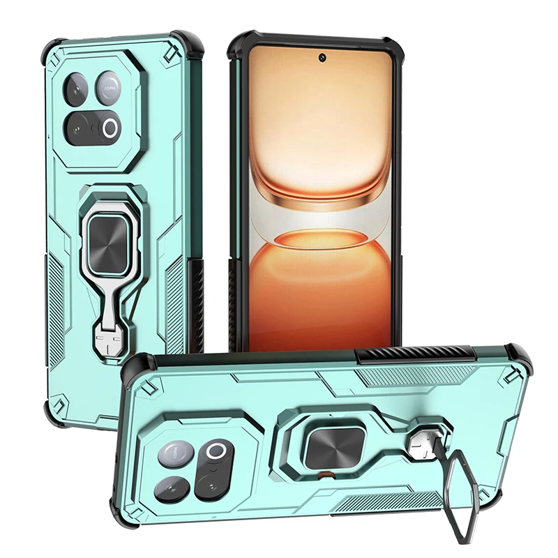 Shockproof Armor Case with Metal Ring Stand and Silicone+PC Protection