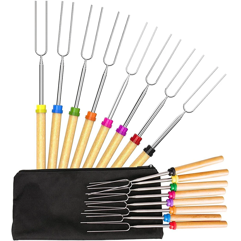 Barbecue Fork Set Telescopic Marshmallow Sausages Hot Dogs Vegetables Roasting Sticks Accessory bbq casings bbq tongs bbq skewer storage tube