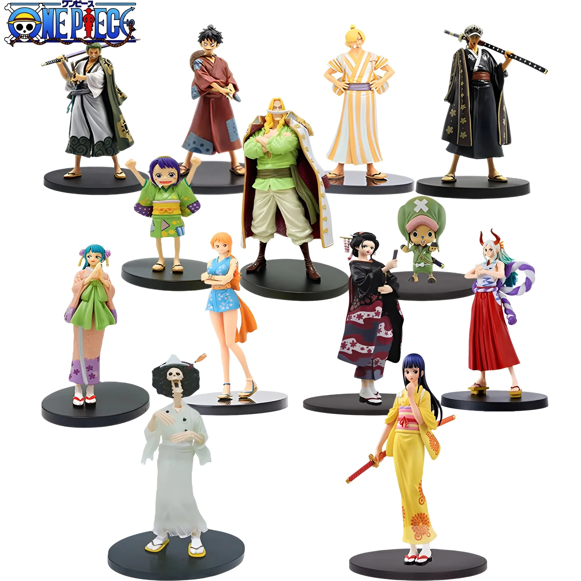 

One Piece Wano Country Model Anime Cosplay Luffy Roronoa Zoro Nami PVC Car Decoration Ornament Toys Children's Birthday Gifts